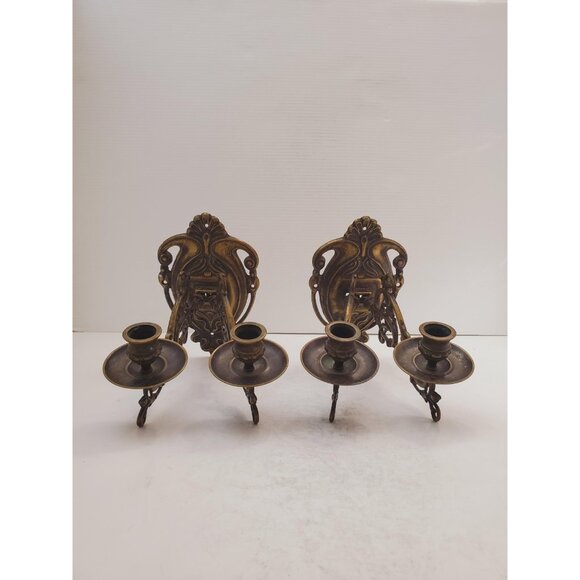 vintage Brass Wall Sconce Candle holder brass wall sconces candle sconces - Picture 2 of 10
